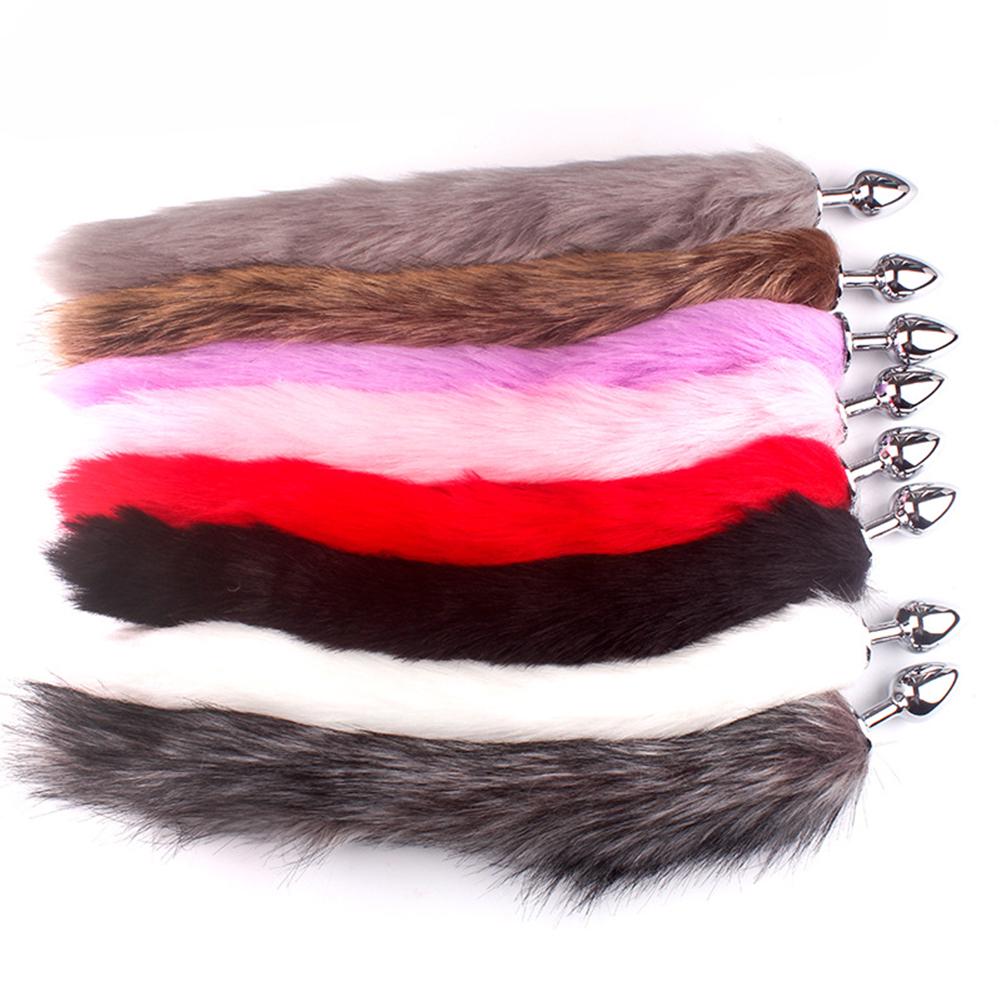 Puntos Sex Toy Adult Long Imitation Fox Hair Metal Anal Plug Cosplay Couple Flirting