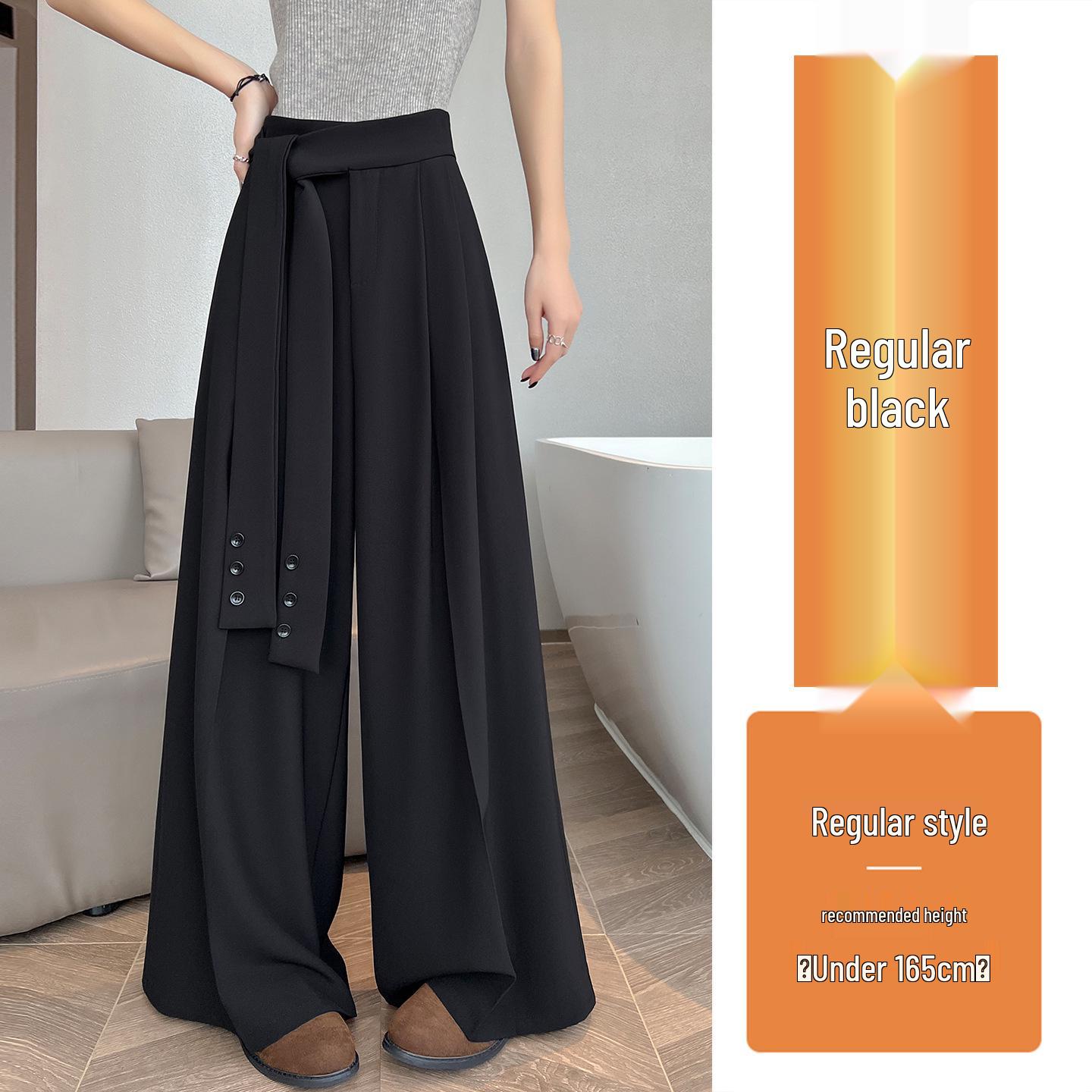 

Women s 2026 Spring Strappy Blazer High-Waist Wide-Leg Drape Pants M чёрный