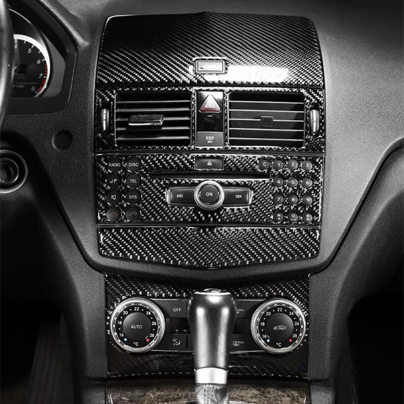 Center Console Air Conditioner CD Panel Cover Trim 2Pcs For Mercedes Benz C Class W204 C200 C260 C300 C180 2007-10 Carbon