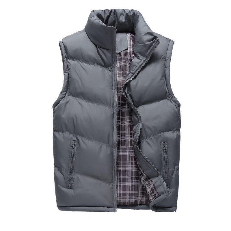 

Thickened Warm Down Cotton Vest Men s Winter Plus Size Winter Cotton Vest Waistcoat Sleeveless Cotton Coat XXXXL сірий