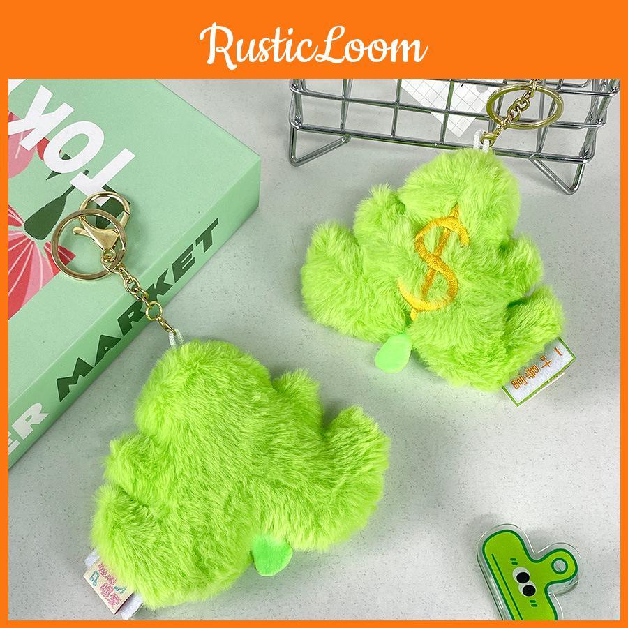 Green Leaf Money Plush Keychains Doll Pendant Cartoon Decorations Gift Kids