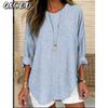 QICED Women's Fashion Casual Long Sleeve O Neck Blouses & Shirts
