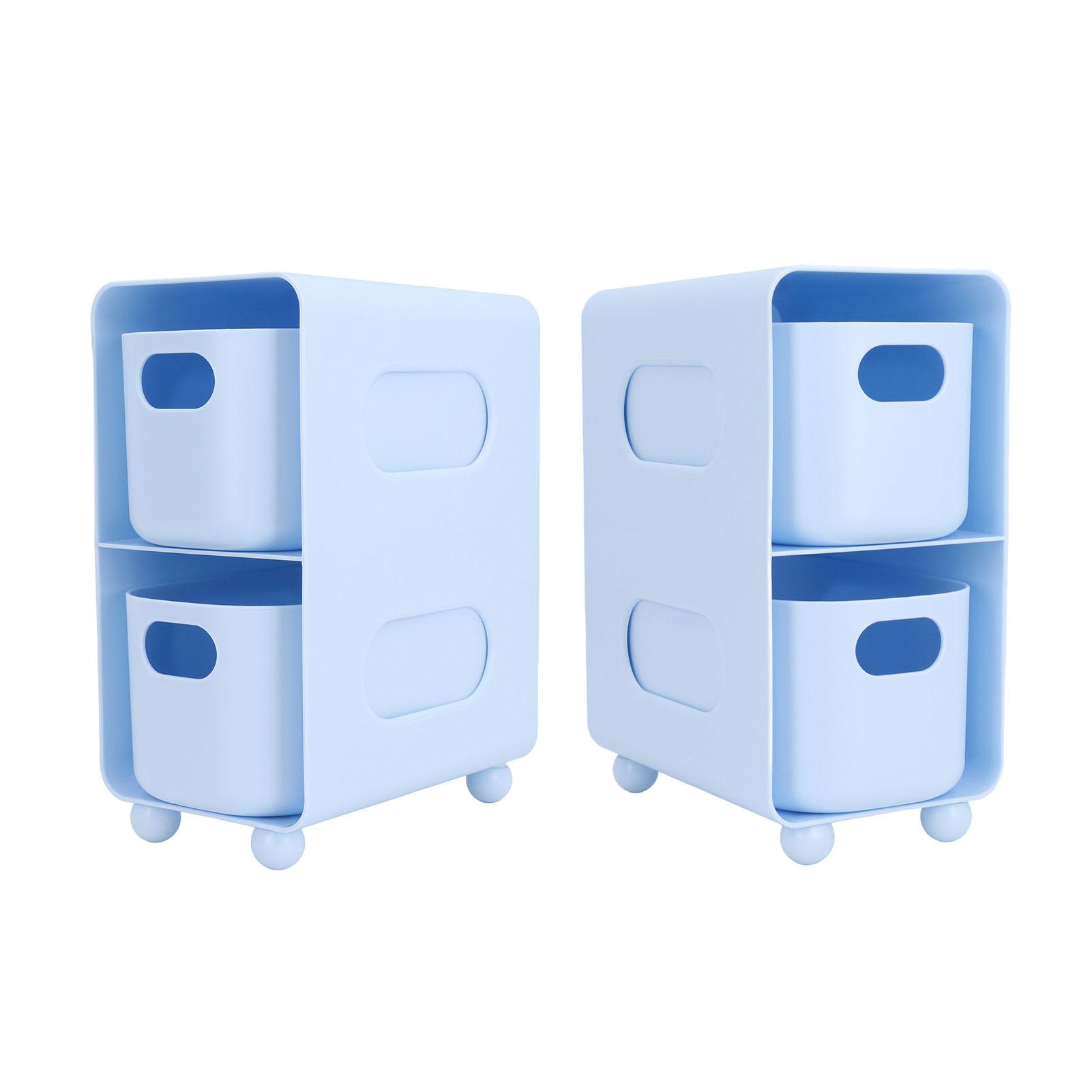 

Double Layer Storage Box with Shelf Drawer Type Desktop Organizer for Cosmetics Stationery Sundries Blue