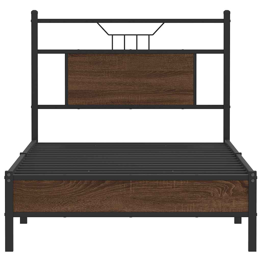 Bed Frame Without Mattress Brown Oak Look 75 X 190 Cm Engineered Wood
