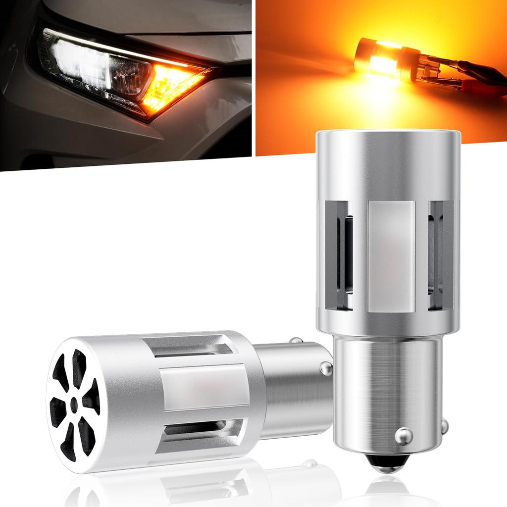 Mixsuper S25 BAU15S LED Turn Signal, Industry First Model, Short Type, Cooling Fan, Amber