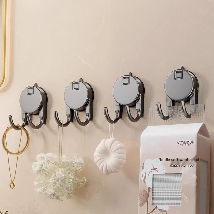 Multi-function Suction Cup Tissue Holder: Double Hooks for Kitchen & Bathroom