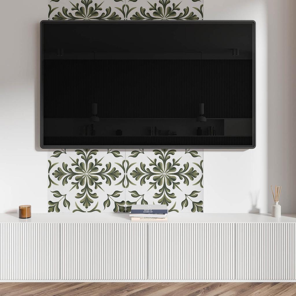 Self-Adhesive Vinyl Panel for a Teenager's Room 100x50 cm Plant Pattern on the Background