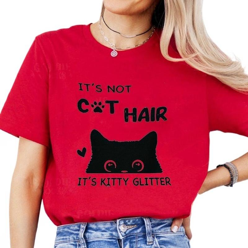 Its Not Cat Hair Printed Unisex Tee Shirt Top 2026 New Tshirt Camiseta Vintage Clothing Unisexs Clothing Funny Black Cat Shirts