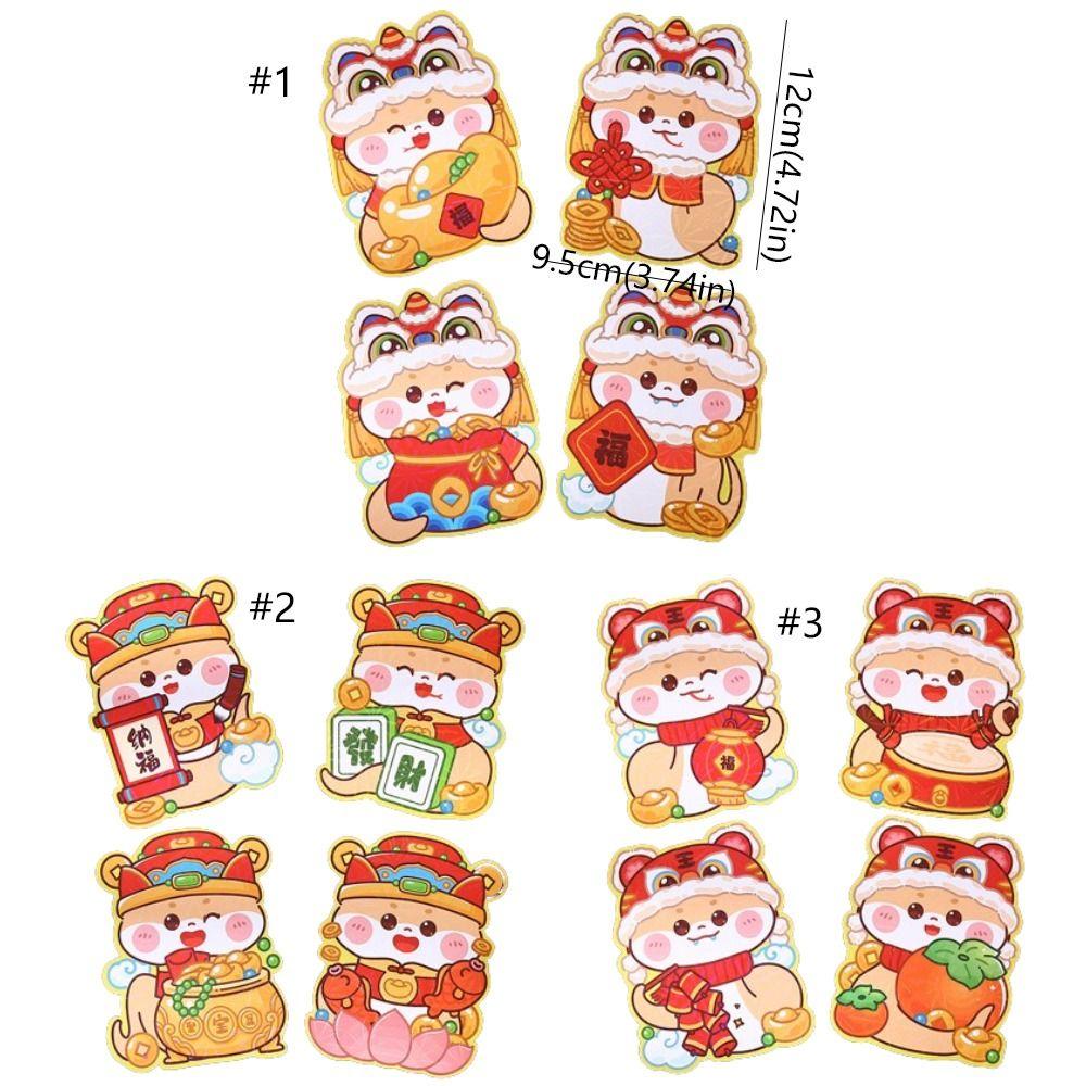 4pcs Laser Chinese New Year Red Pocket Cartoon Good Lucky Red Packets  Lunar New Year Gifts