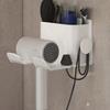 Hair Dryer Holder - Wall-mounted Electric Hair Dryer Stand Without Drilling Holes - Toothbrush Comb Holder