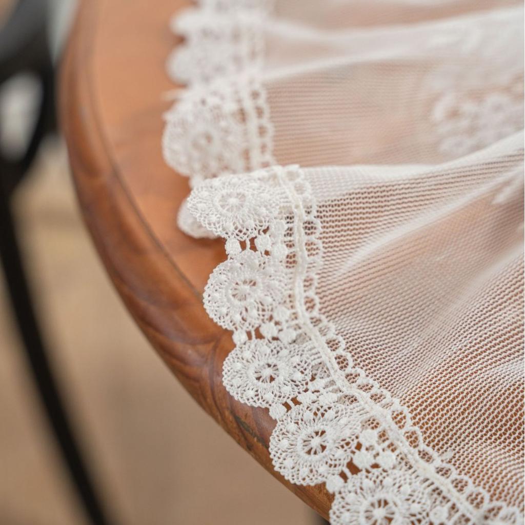 French Romantic Lace Tablecloth Rectangular Polyester Fabric Home Decor Cover Perfect for Festive Occasions, Birthday Parties, and Weddings