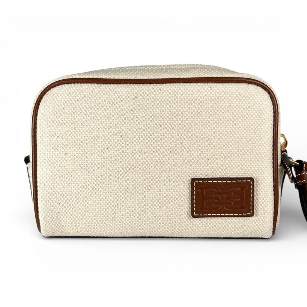 Pristine BALLY Clutch bag Leather pouch Ivory canvas Women Used