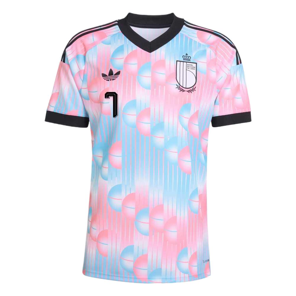 Adidas Men's Light 2026 World Cup Belgium National Team Kevin De Bruyne 7 Away Quick-Dry Short Sleeve V-Neck Soccer Jersey Fan Version Jersey Jm8386-7 Cm