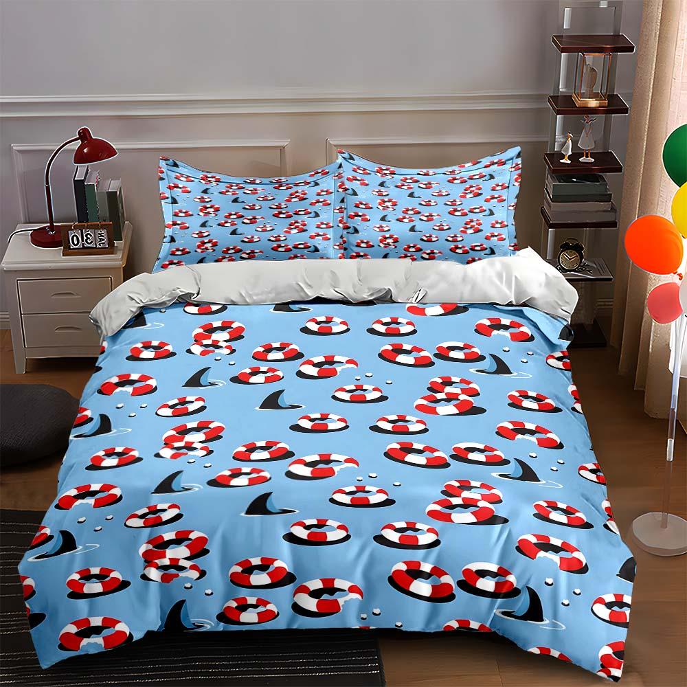

Lifebuoys shark fins Bedding Duvet cover sets Duvet covers Pillowcases gifts (1 * Duvet Cover 2 * Pillowcases, without duvet insert) 135x200cm