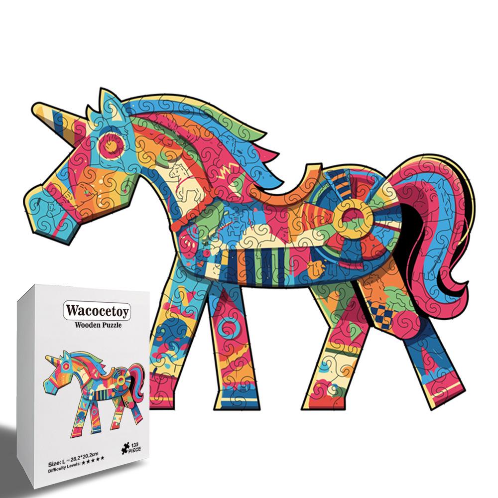 Wacocetoy Wooden Horse Puzzle: Handmade, Irregular Design, Doubles as a Piggy Bank
