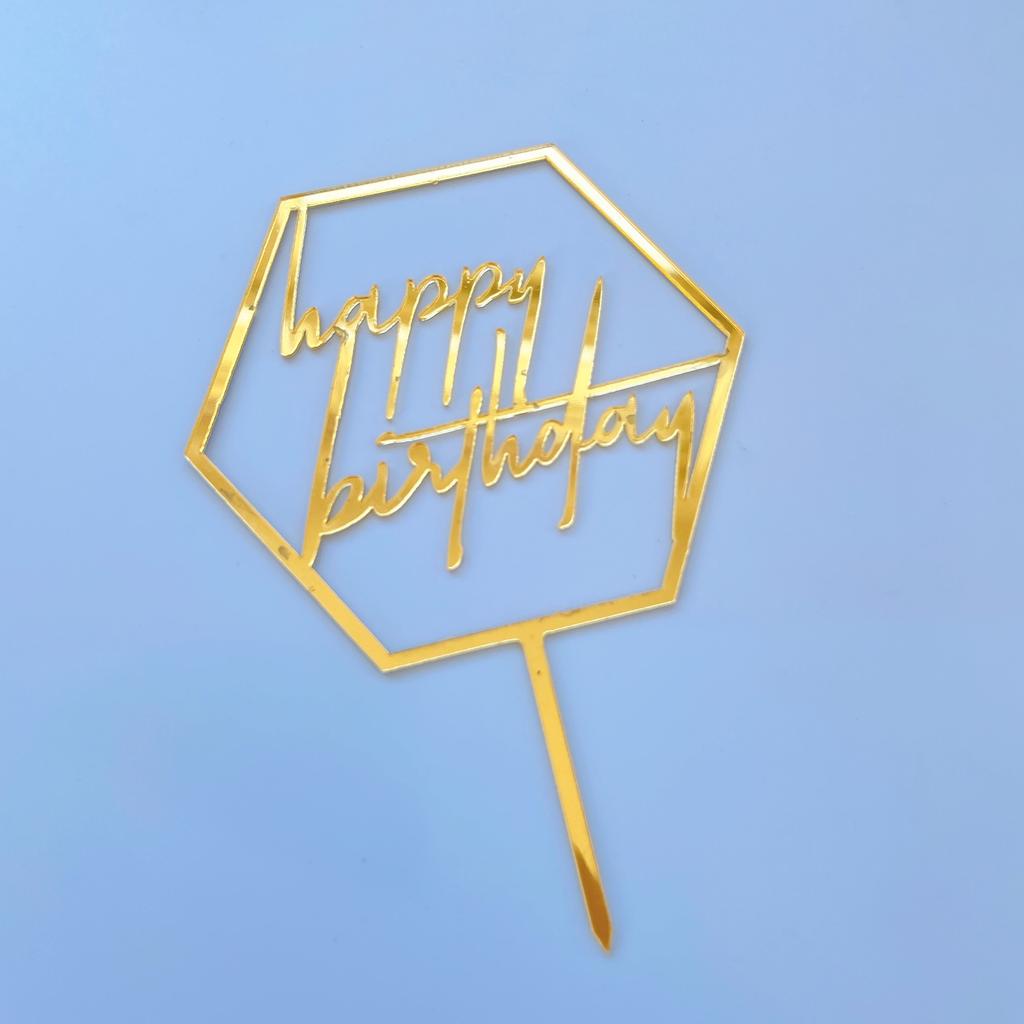 Acrylic Gold Mirror Happy Birthday Cake Toppers Reusable Cake Decorations for Birthday Party Supplies