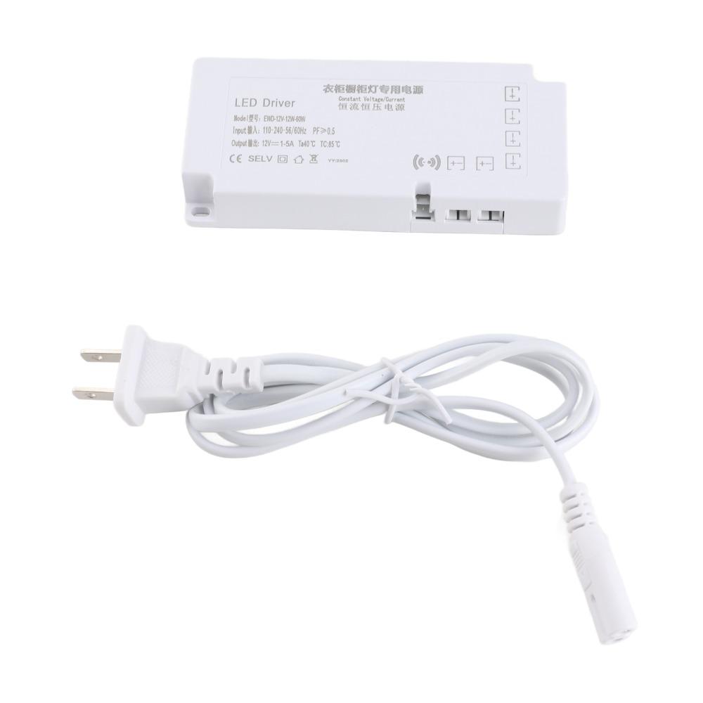 12V 5A LED Cabinet Light Power Supply Integrated 6-Bit Jump Wire 12-60W LED Driver USPlug PC Retardance Power Supply Transformer