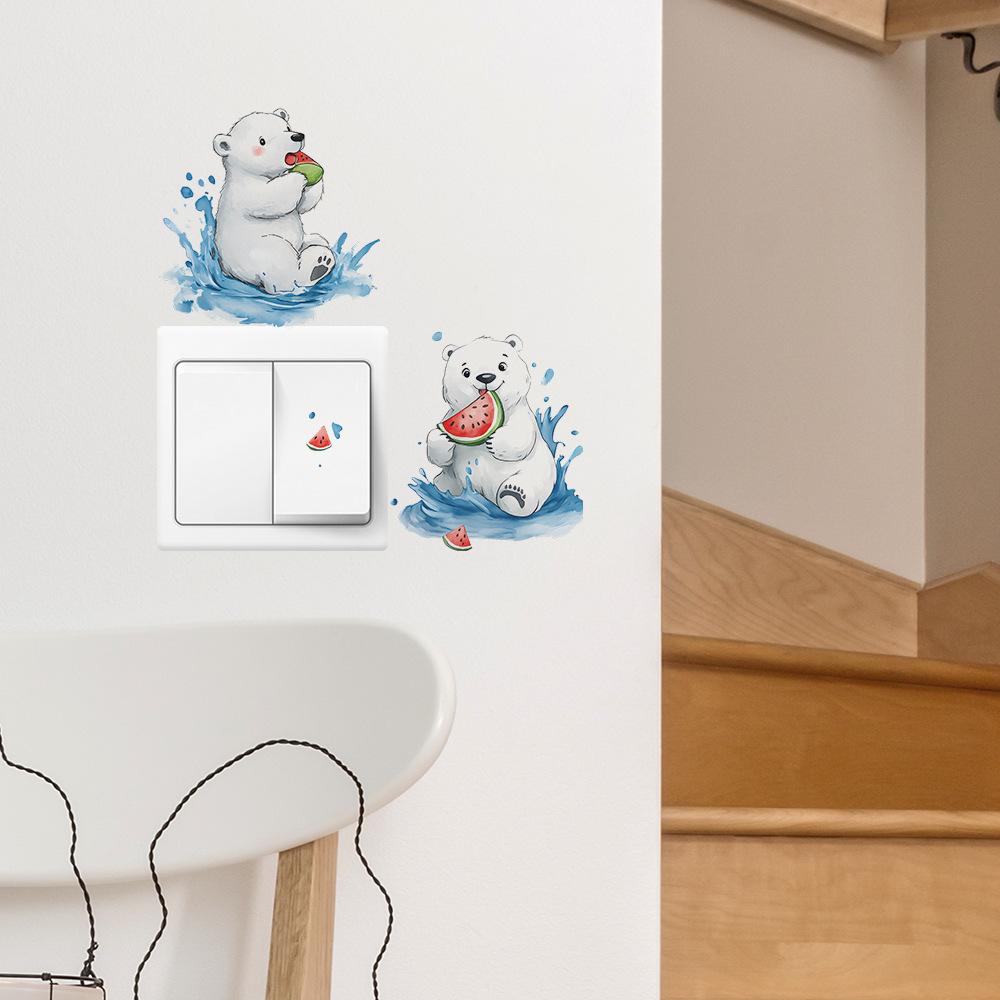 Cartoon Polar Bear Bedroom Living Room Switch Background Beautification Wall Stickers