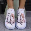 Lucyever Cute Cat Printing Flats Shoes Women Autumn Slip On Breathable Mesh Sneakers Woman Plus Size Platform Loafers Ladies 43