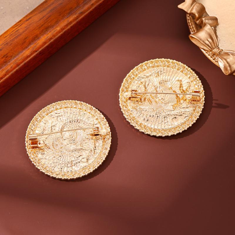 1Pcs Rhinestone Round Lapel Pin Famous Painting Brooches For Women The Starry Night And Farmer In Wheat Field Party Brooch Badge