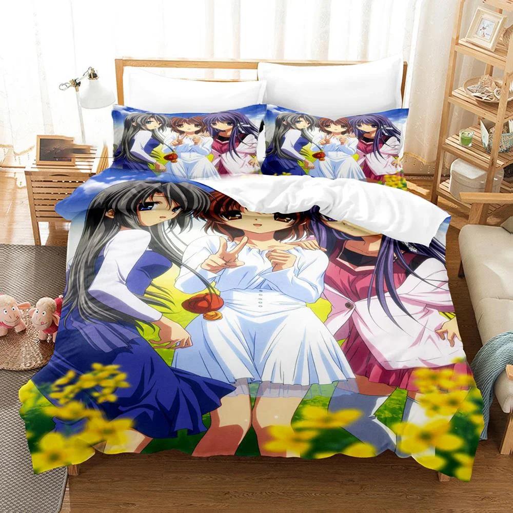 3D-gedrucktes Clannad Bettwäsche-Set Anime Nagisa Furukawa Bettbezug Doppel Twin Full Queen King Erwachsene Kinder Bettwäsche Steppdeckenbezug