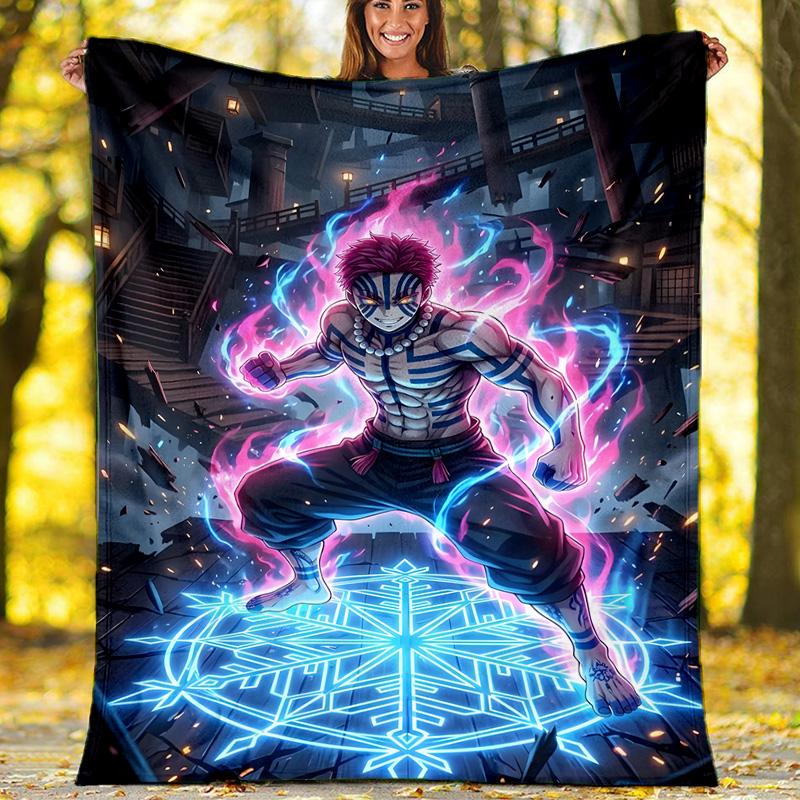 1pc Akaza Theme Blanket - Digital Print, Polyester, Cozy for All Seasons, Perfect for Outdoor, and Travel