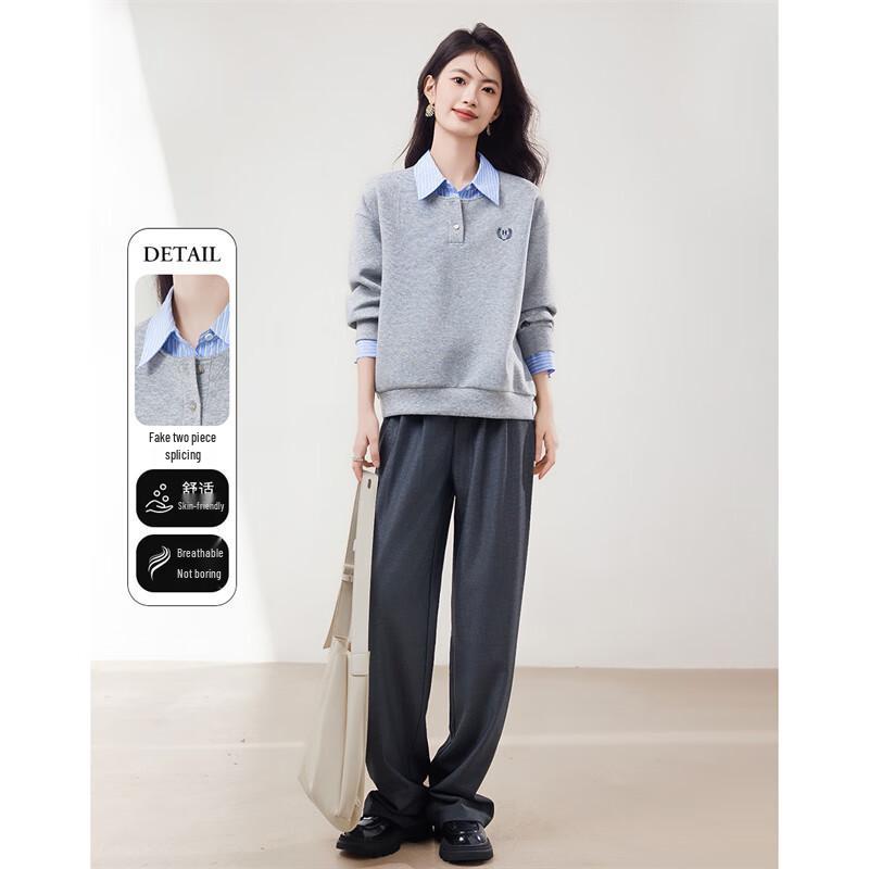 

Women s Fake Two-Piece Spliced Sweatshirt XL