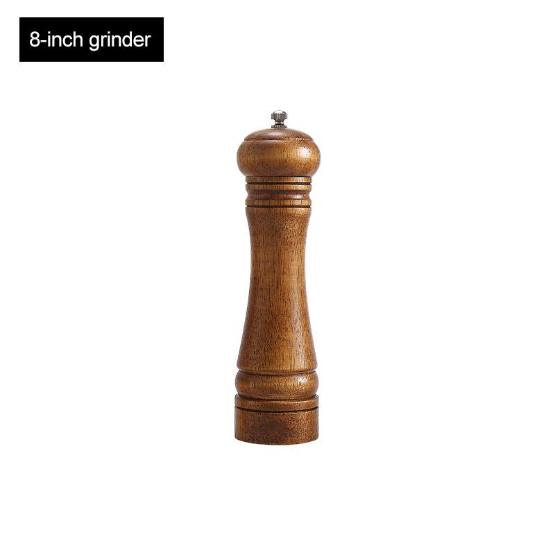 Wood Salt and Pepper Mill Set and Tray, Pepper Grinders, Salt Shakers with Adjustable Ceramic Rotor-5/8/10 inches