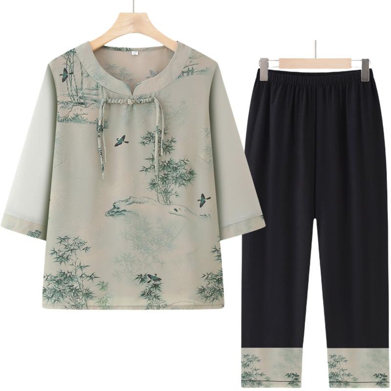 Ältere Mode Sommerkleidung Damen Sommer Bequemer Atmungsaktiver Anzug Strickjacke