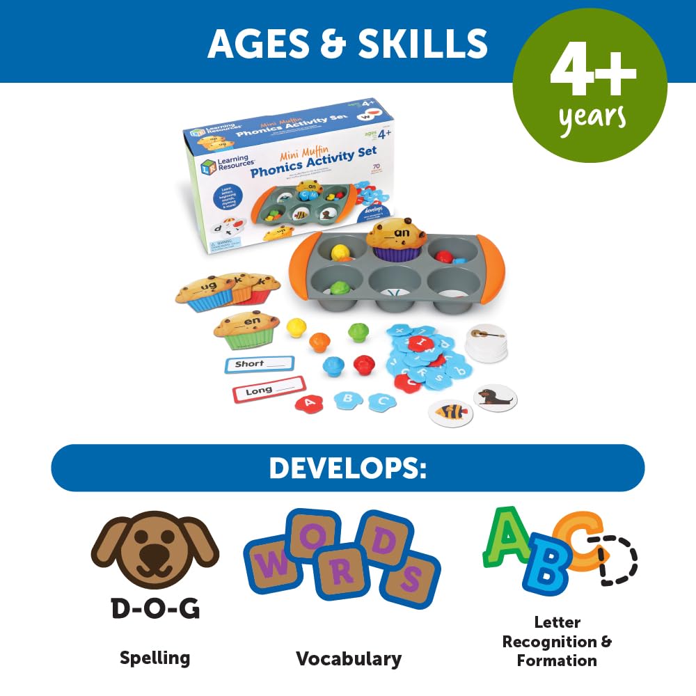 Learning Resources Learn Mini Muffin Phonics Set English Vocabulary LER5547 Authentic Product Let's Separately!