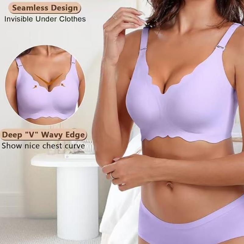 Plus Size Wireless Seamless Soft Support Anti Sagging Gathering Bra For Women