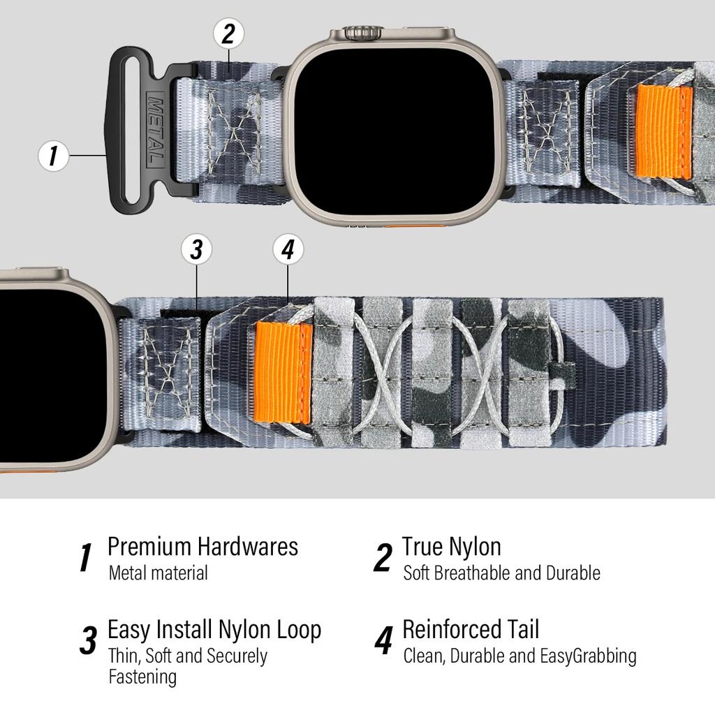 Wrist Strap For Apple Watch Ultra 3 49MM Nylon Tactical Sports band for iWatch Series 11 46mm 10 9 8 7 6 SE 5 4 45mm 44mm 42mm 40 41 38 Bracelet