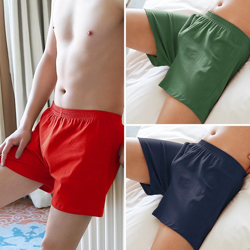 Men's Pure Cotton Loose Boxer Briefs - Summer Solid Color Trendy Four-Cornered Underwear