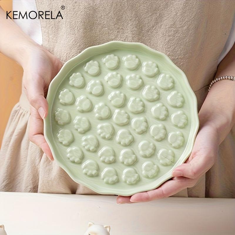 KEMORELA Ciotola Ceramica Lenta per Gatti - Ciotola Cibo per Animali Design Zampa, Piatto Anti-Ingozzamento per Gatti e Cani Piccoli