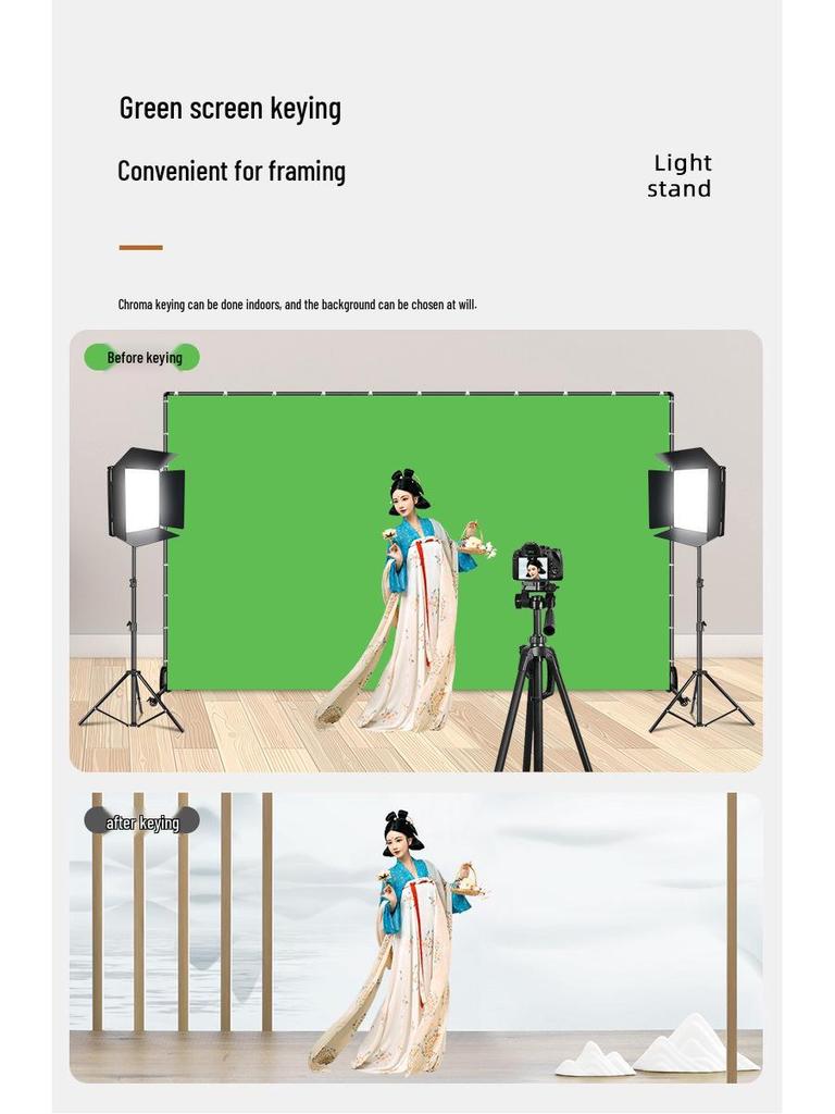 Movable Livestream Stand with Green Screen Roller Background for Keying