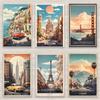 Vintage Reiseplakat New York City Reise Druck Wandkunst Poster Bunt Italien Stadt Druck Reise Landschaft Kunst Leinwandbild