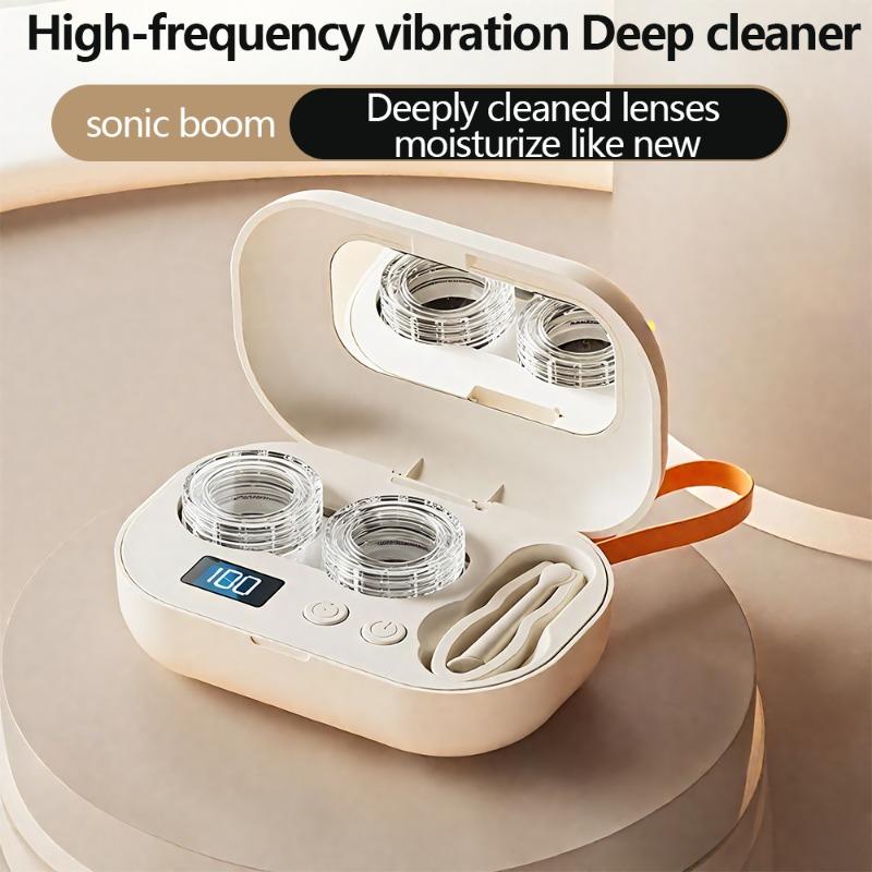 Contact Lens Cleaning Machine Utomatic Folding Cleaner High Frequency Vibration Rechargeable Lens Remover Tool Sterilization Box