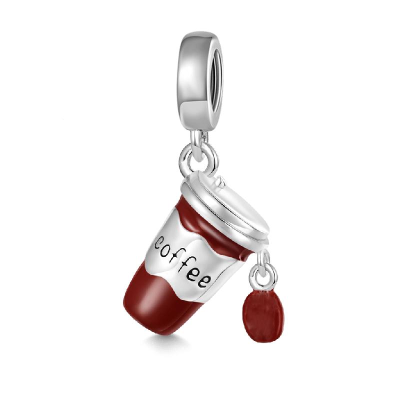 New Copper Red Wine Cup Coffee Cup Beverage Can Exquisite Charm Pendant Diy Beads Fit For Original Bracelets Women'S Jewelry
