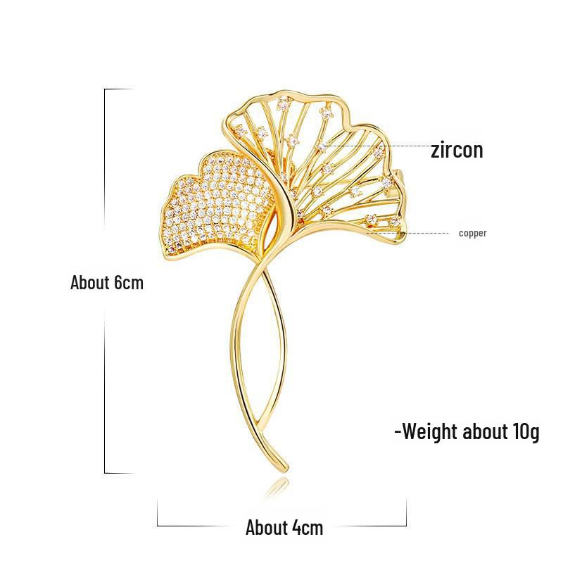 High-End Kristall Zirkon Blumenbrosche: Elegantes Kupfer-Accessoire für Damenmode