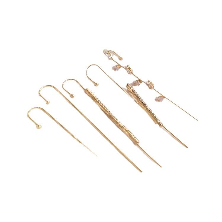 14K Gold-Filled Cubic Zirconia Stud Earrings with Conch-Style Ear Cuff