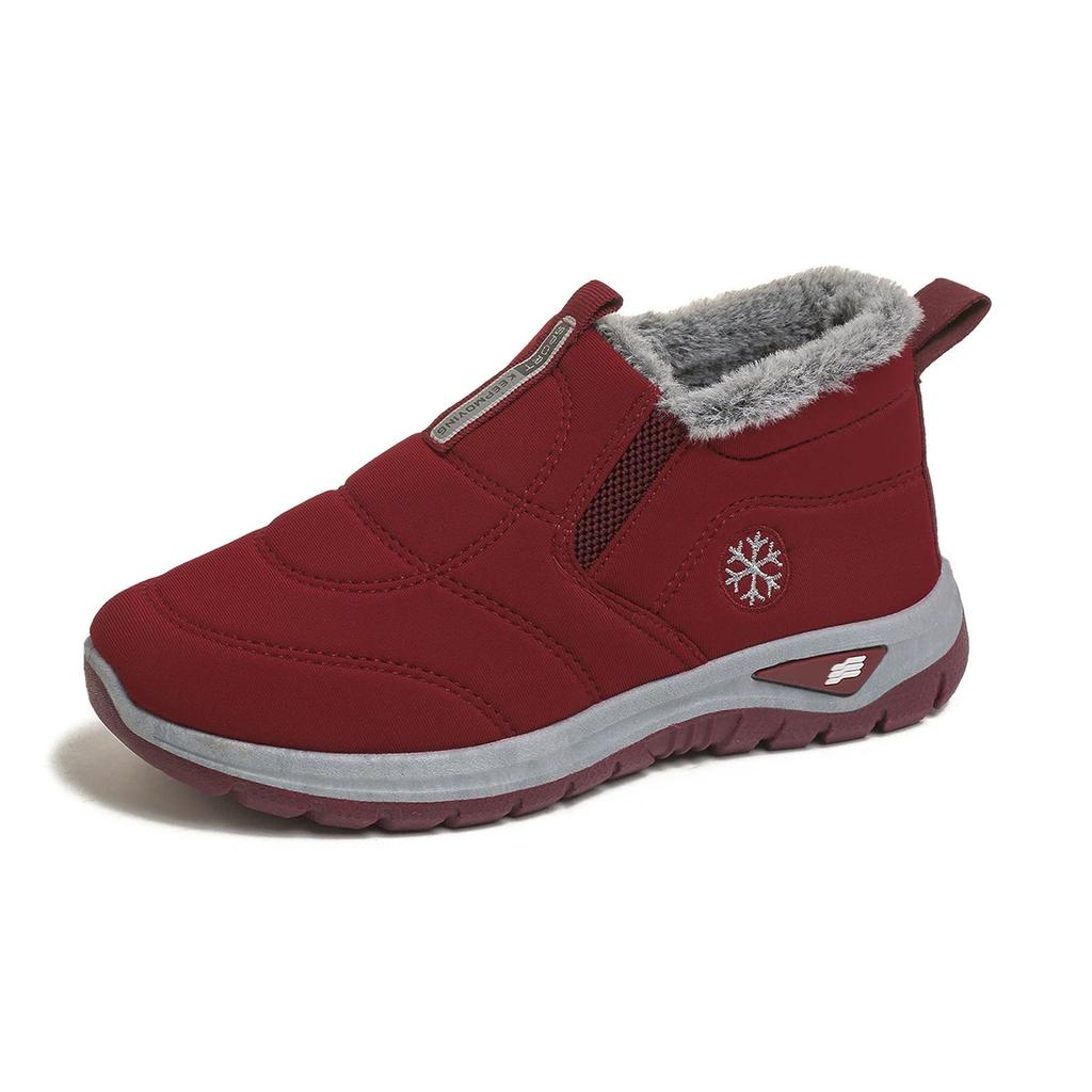 Winter Women's Snow Boots Fleece and Thickened Warm Cotton Shoes Anti-slip Waterproof and Oil-proof Comfortable Mom Shoes