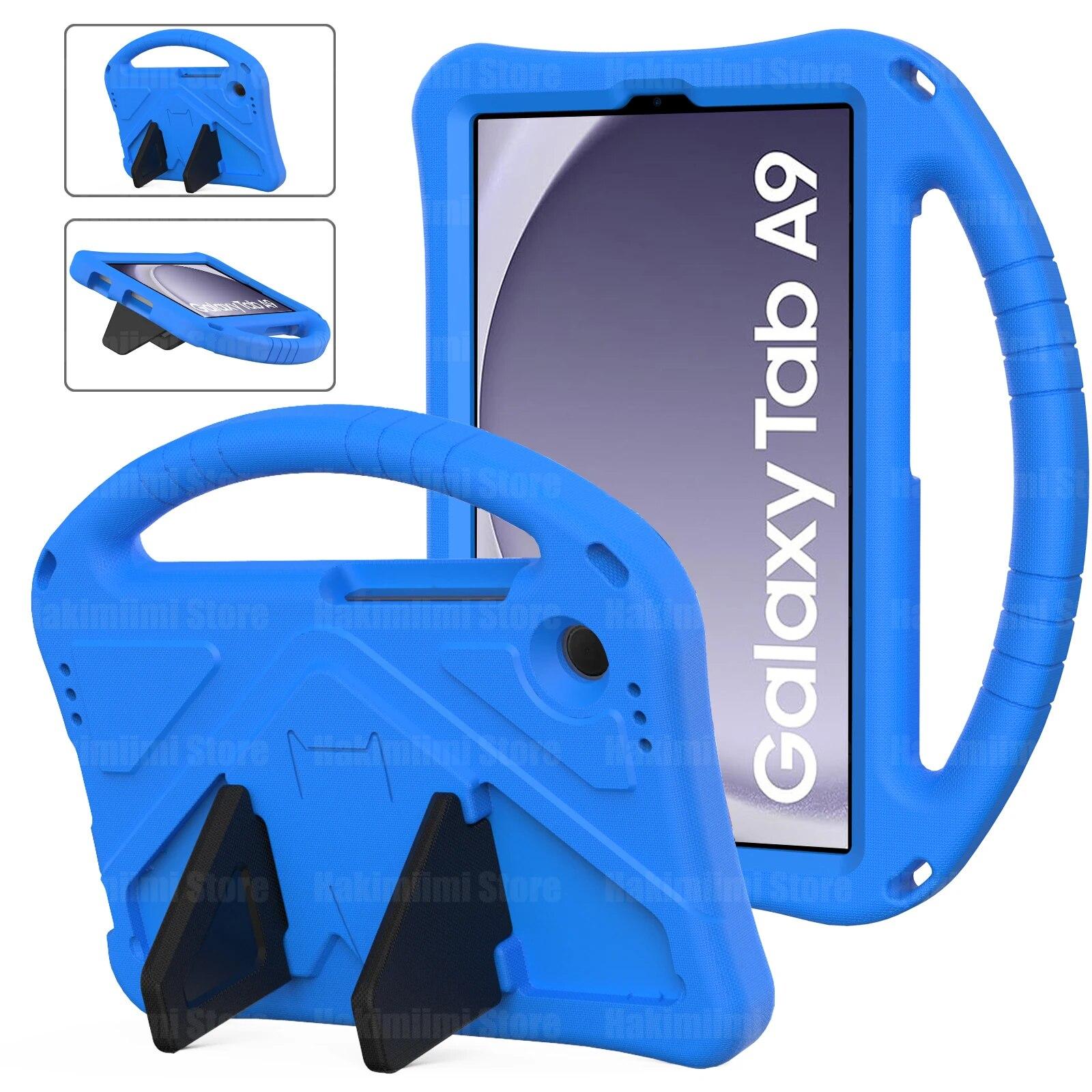 

Детский чехол для Samsung Galaxy Tab A9 2023 выпущен противоударный чехол из ЭВА с ручной подставкой для Samsung Galaxy Tab A9 Plus противоударный чехол Tab A9 (8.7 Inch) синий