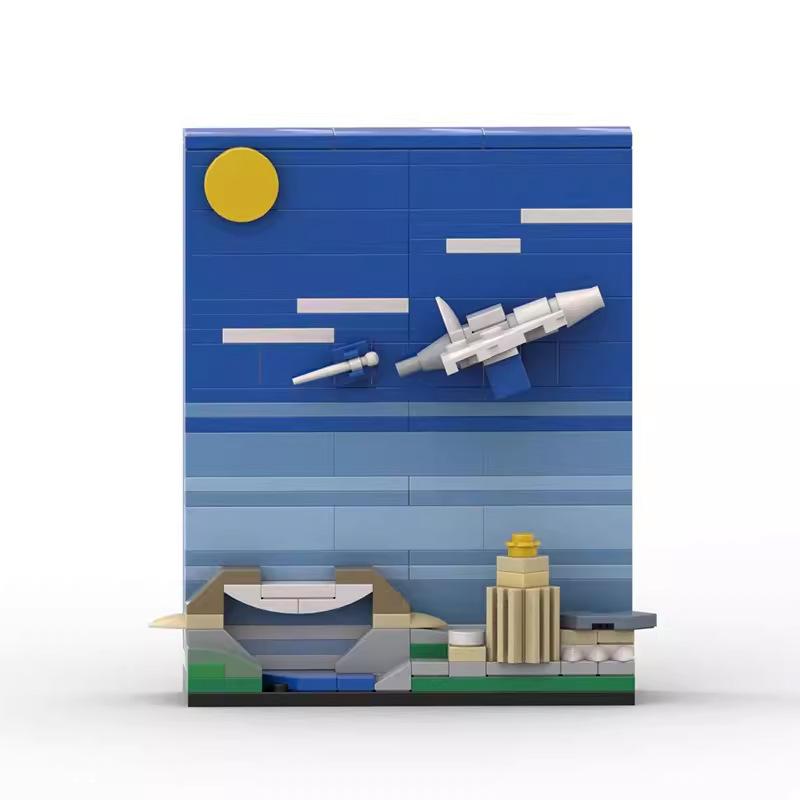 Creative Small Scene Building Blocks Suspension Bridge City Postcard Assembly Assembly Toy Ornaments