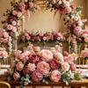 15Pcs Realistic Peony Baby Breath Artificial Flowers Lifelike Real Touch Peony Bouquet with Baby Breath Handmade No Wilting