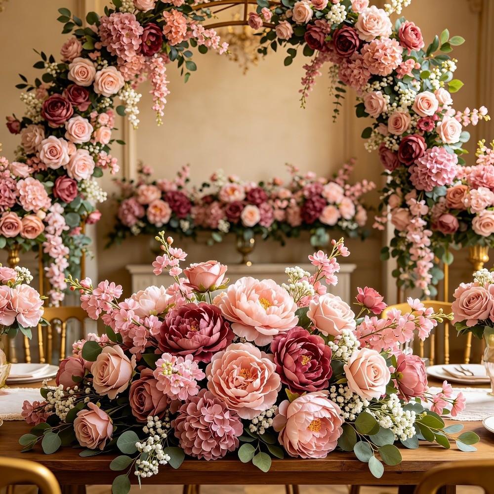 15Pcs Realistic Peony Baby Breath Artificial Flowers Lifelike Real Touch Peony Bouquet with Baby Breath Handmade No Wilting