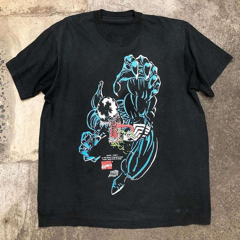 Genuine Men's and Women's Superheroes American Retro Venom Printed Short Sleeve T-Shirt Large Size Men's Clothing