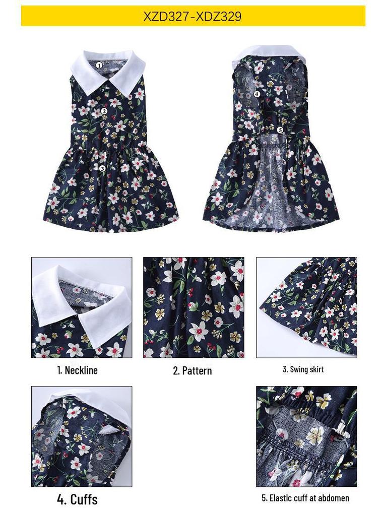 Summer Floral Mesh Dog Dress - Sunflower Skirt for Pets