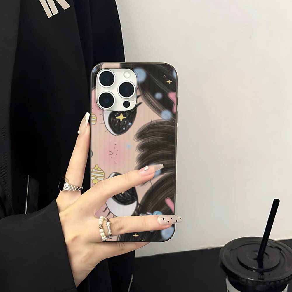 BIG EYES COMIC GIRL Phone Case For IPhone 17 16 15 14 13 12 11 Pro Max Plus Corrugated Bumper Back Cover Shell