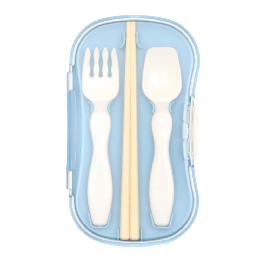 Mii Trio Cutlery Set Blue Lunch Box Chopsticks Chopsticks Spoon Fork Set with Case Made In Japan Children's
