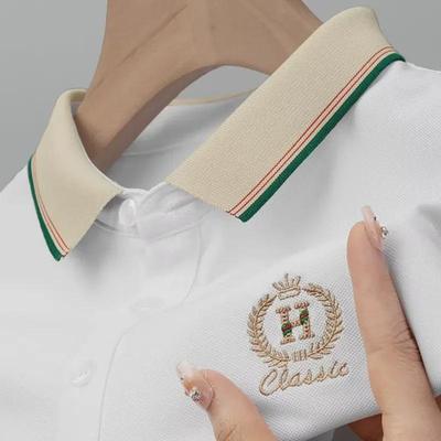 2024. gada izšūts polo vīriešiem: Biznesa ikdienas T-krekls ar īsām piedurknēm